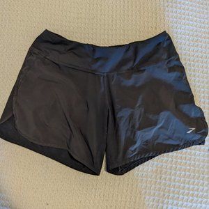 Brooks Chaser 5" 2in1 - Run Shorts Black w/ Back Zip Pocket Sz M -W&B drawstring
